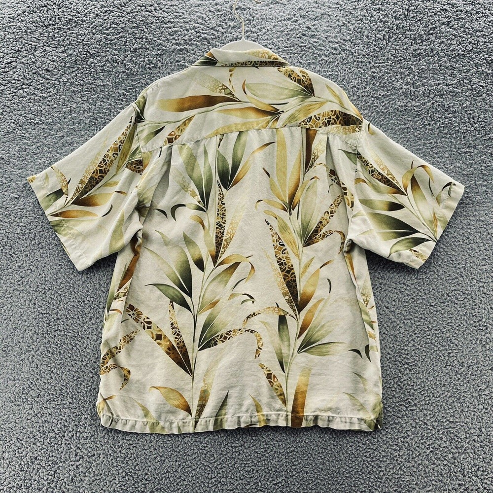 Tommy Bahama Shirt Cream Silk Tropical Botanic Short Sleeve Button Up - Picture 7 of 9